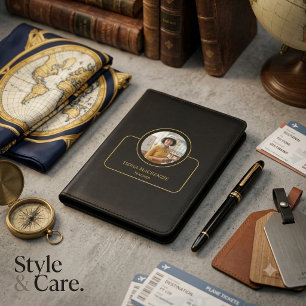 Personalized Photo and Name with Job Title Black Passport Holder