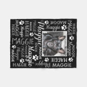 Personalized Photo and Names | Black Dog Blanket (Front (Horizontal))
