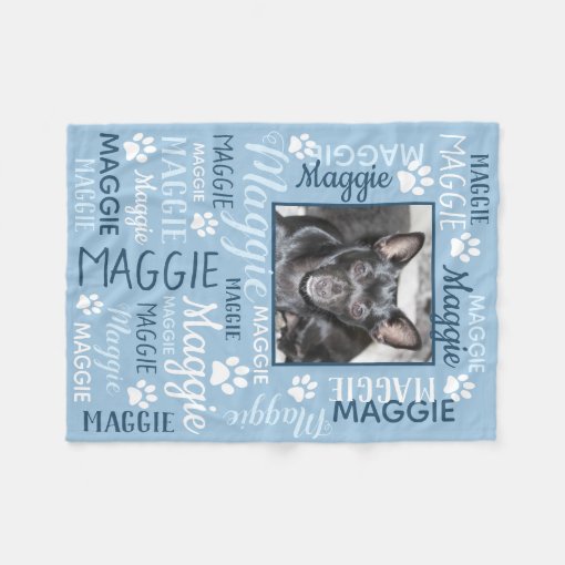 Personalized Photo and Names Blue Dog Blanket Zazzle