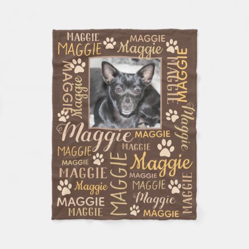 Personalized Photo and Names  Brown Dog Blanket