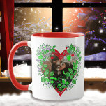 Personalized Photo and Names | Our First Christmas Mug<br><div class="desc">Personalized,  "Our First Christmas Together" holiday mug. Just add your favorite photo,  names and date in the personalize area. Pretty foliage and Christmas flowers heart border.</div>