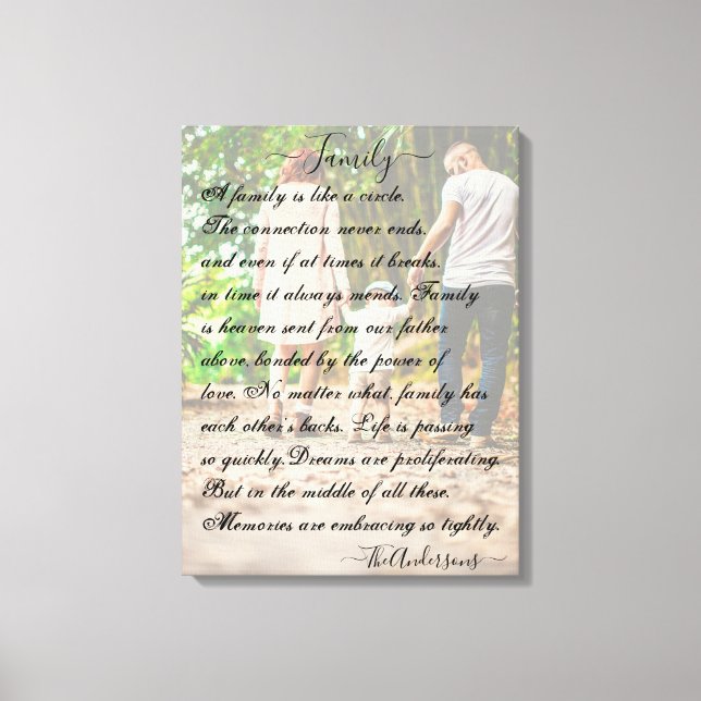 Personalized photo and poem canvas print (Front)