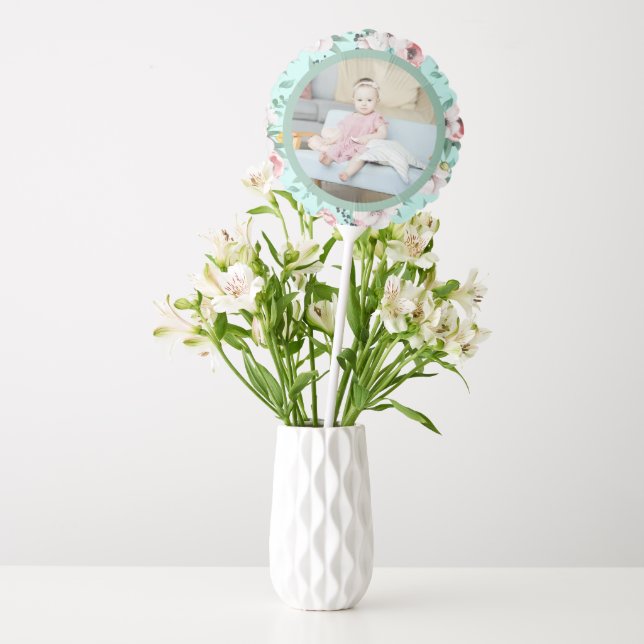 Personalized Photo and Pretty Flower Pattern Balloon (Vase)