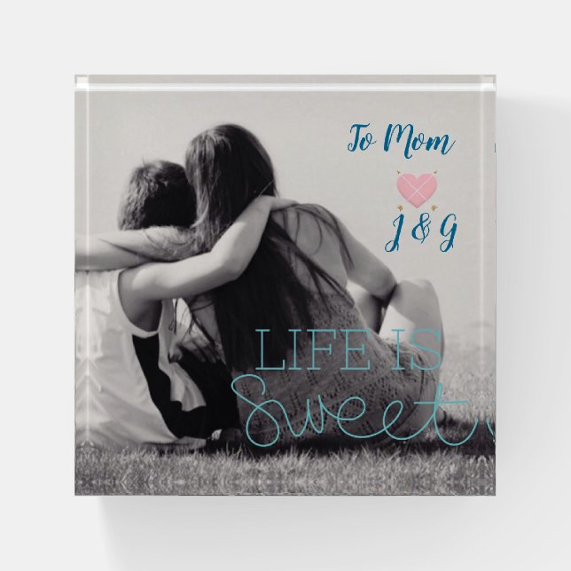 Personalized Photo and Quote Design Paperweight (Front)