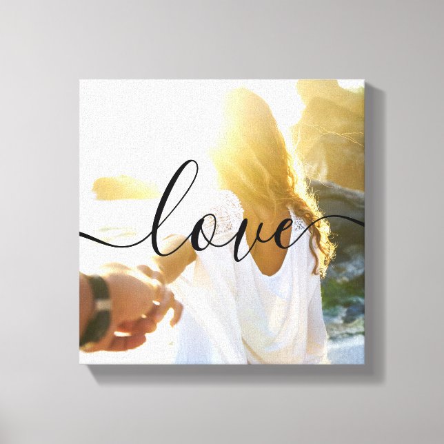 Personalized Photo and Script Text Canvas Print (Front)