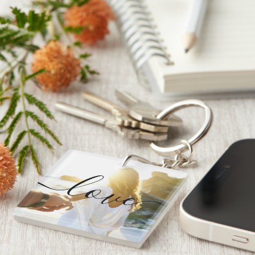 Personalized Photo and Script Text Keychain