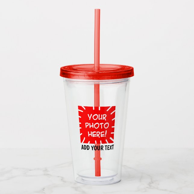 Personalized photo and text acrylic tumbler (Front)