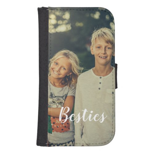 Personalized photo and text Besties adorable chic Galaxy S4 Wallet Case