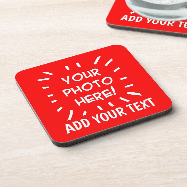 Personalized photo and text beverage coaster (Left Side)