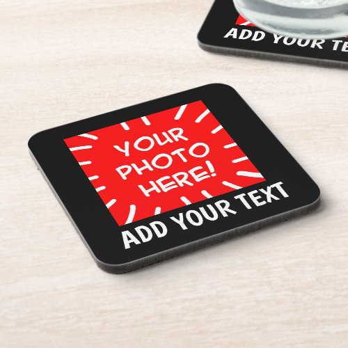 Personalized photo and text beverage coaster