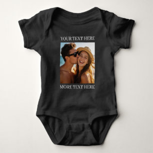 Personalized Photo and Text Black Baby Bodysuit
