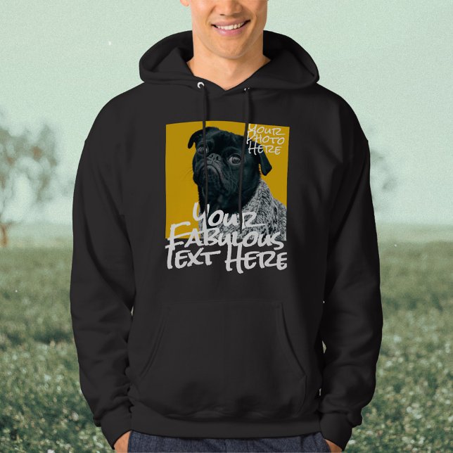 Personalized Photo and Text black Hoodie (Creator Uploaded)