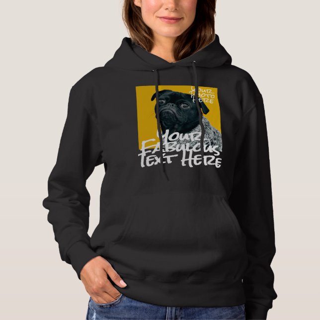 Personalized Photo and Text black Hoodie (Front)