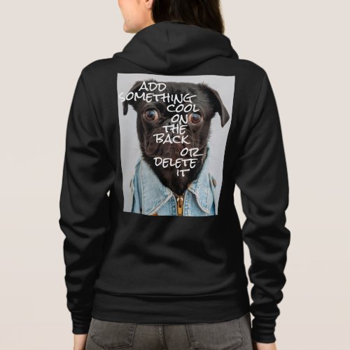 Personalized Photo and Text Black Zip Hoodie