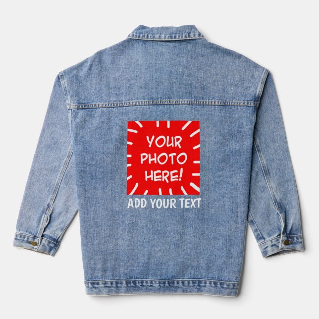 Personalized photo and text denim jacket (Back)