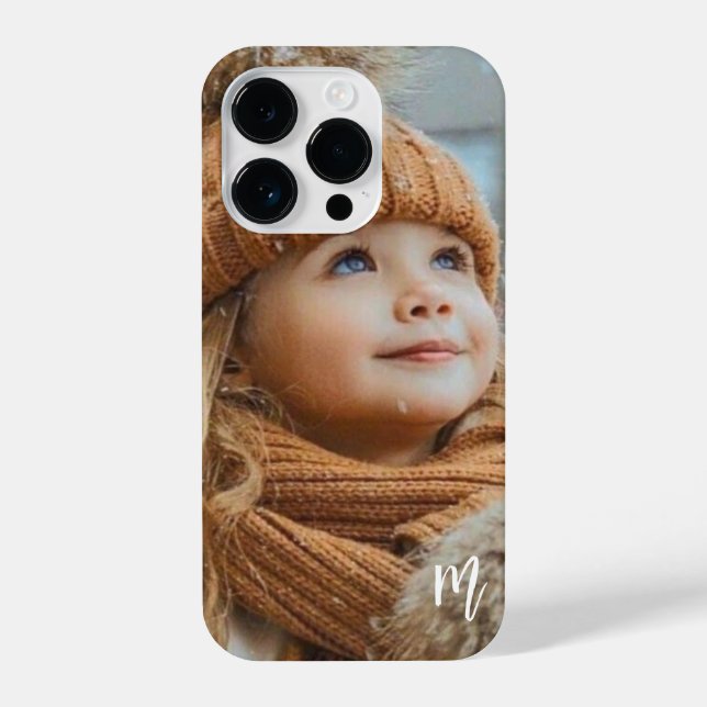 Personalized Photo and Text elegant Monogram iPhone Case (Back)