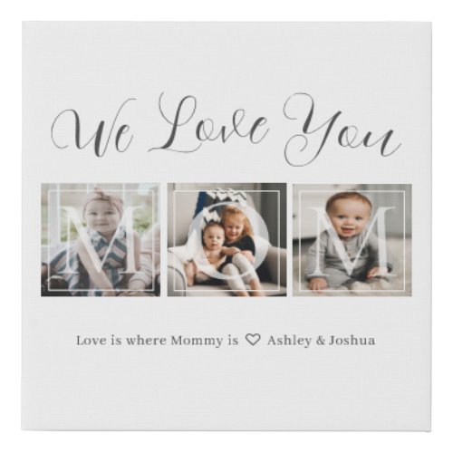 Personalized Photo and Text Family Faux Canvas Print