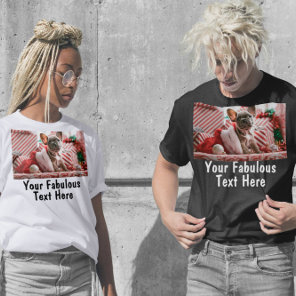 Personalized Photo and Text For Him and Her Value T-Shirt