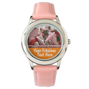 Personalized Photo and Text Girly Orange Watch