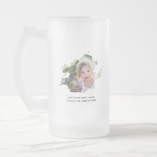 Personalized Photo and Text Ink Spot 16oz or 10oz Frosted Glass Beer Mug