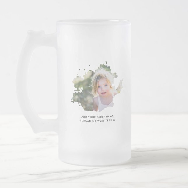 Personalized Photo and Text Ink Spot 16oz or 10oz Frosted Glass Beer Mug (Left)
