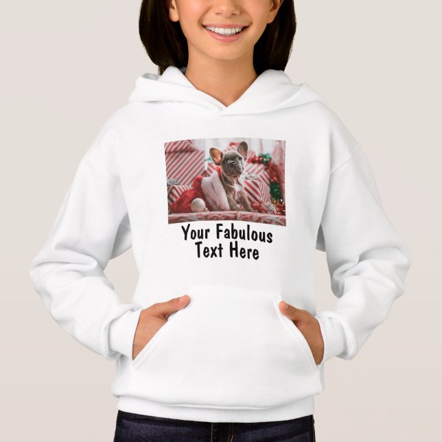 Personalized Photo and Text Kids Hoodie (Front)