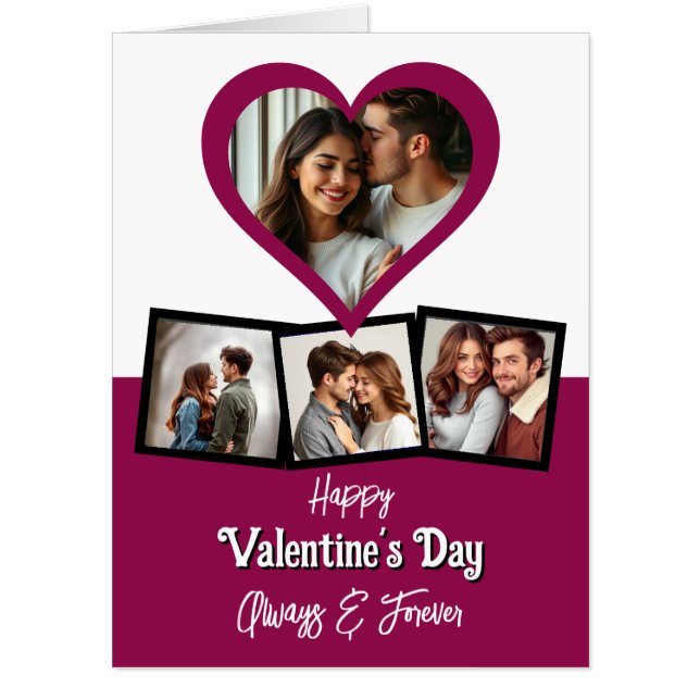 Personalized Photo and Text Large Valentine's Day Card (Front)