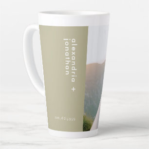 Personalized Photo and Text Latte Mug Sage Green