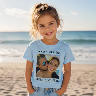 Personalized Photo and Text Light Blue T-Shirt