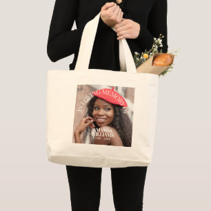 Personalized Photo and Text Memorial Cotton Large Tote Bag