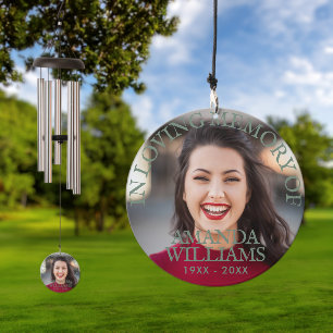 Personalized Photo and Text Memorial Sage Wind Chime