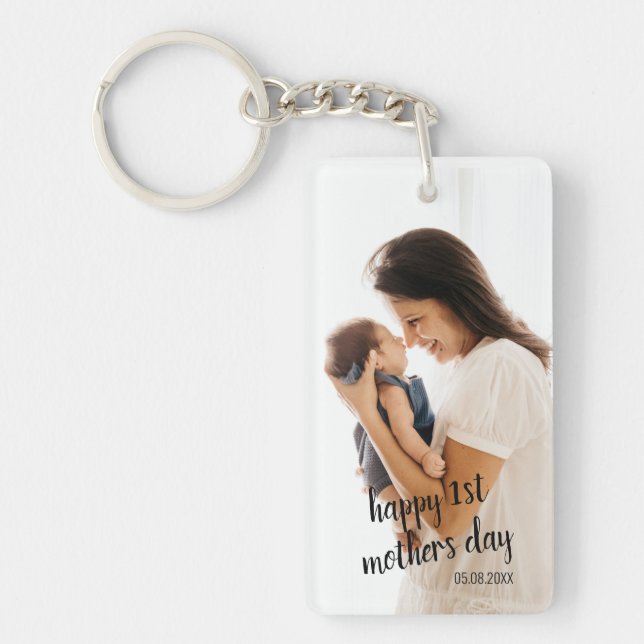 Personalized Photo and Text Mom Keychain (Front)
