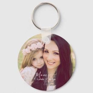 Personalized Photo and Text Names & Date Keychain