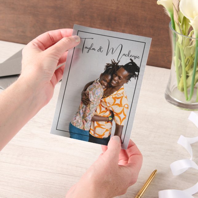 Personalized Photo and Text Overlay Vellum Invitations (Handheld)