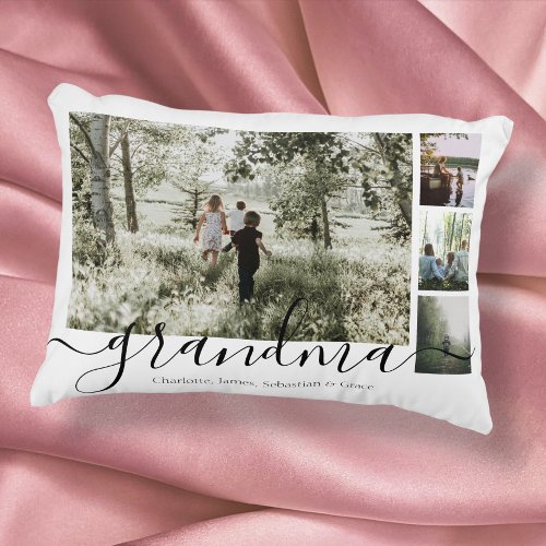 Personalized Photo and Text Photo Collage Family Accent Pillow