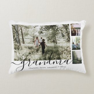 Personalized Photo and Text Photo Collage Family Accent Pillow
