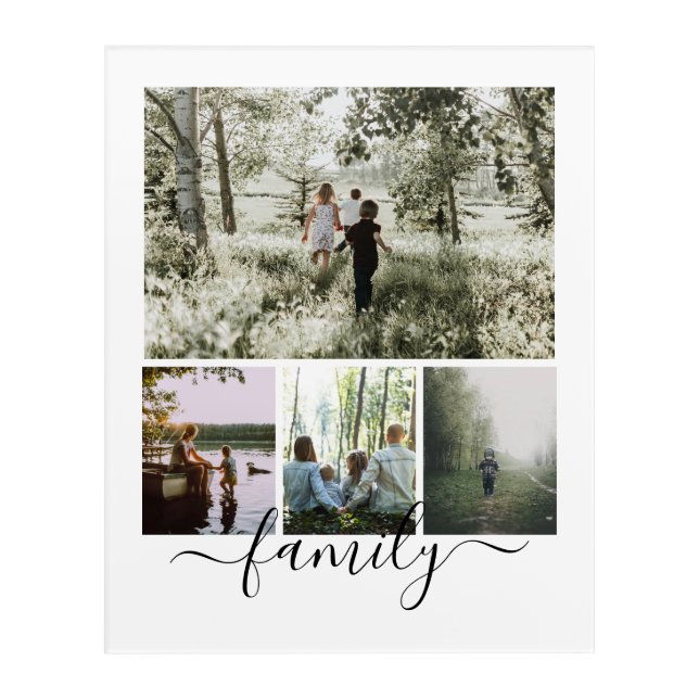Personalized Photo and Text Photo Collage Family Acrylic Print (Front)