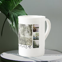 Personalized Photo and Text Photo Collage Family Bone China Mug