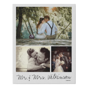 Personalized Photo and Text Photo Collage Family Faux Canvas Print