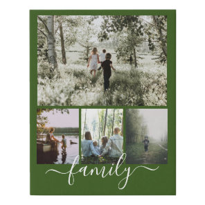 Personalized Photo and Text Photo Collage Family Faux Canvas Print