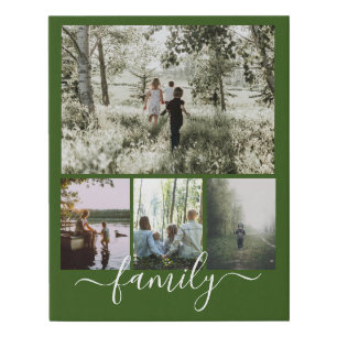 Personalized Photo and Text Photo Collage Family Faux Canvas Print