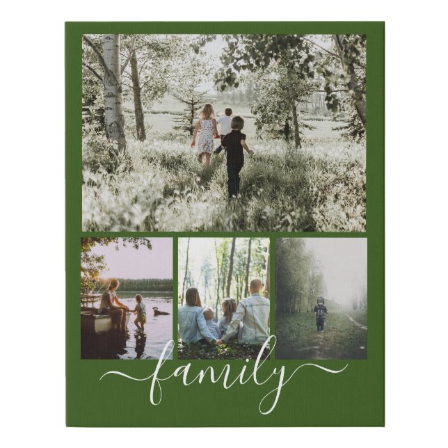 Personalized Photo and Text Photo Collage Family Faux Canvas Print (Front)