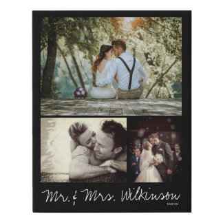 Personalized Photo and Text Photo Collage Family Faux Canvas Print