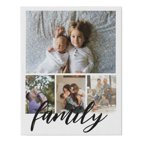 Personalized Photo and Text Photo Collage Family Faux Canvas Print