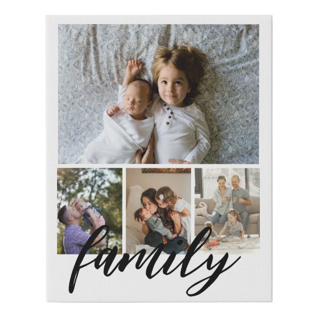 Personalized Photo and Text Photo Collage Family Faux Canvas Print (Front)