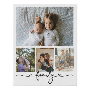 Personalized Photo and Text Photo Collage Family Faux Canvas Print
