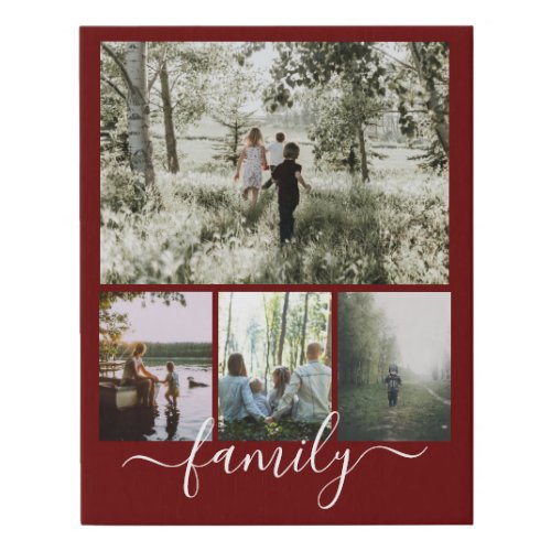 Personalized Photo and Text Photo Collage Family Faux Canvas Print