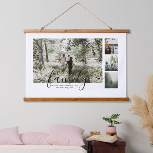 Personalized Photo and Text Photo Collage Family Hanging Tapestry