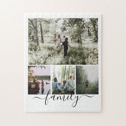 Personalized Photo and Text Photo Collage Family Jigsaw Puzzle