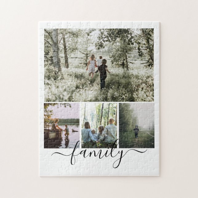 Personalized Photo and Text Photo Collage Family Jigsaw Puzzle (Vertical)
